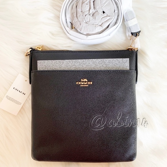 NWT Coach Black Leather Messenger Crossbody Bag Purse - Picture 5 of 6